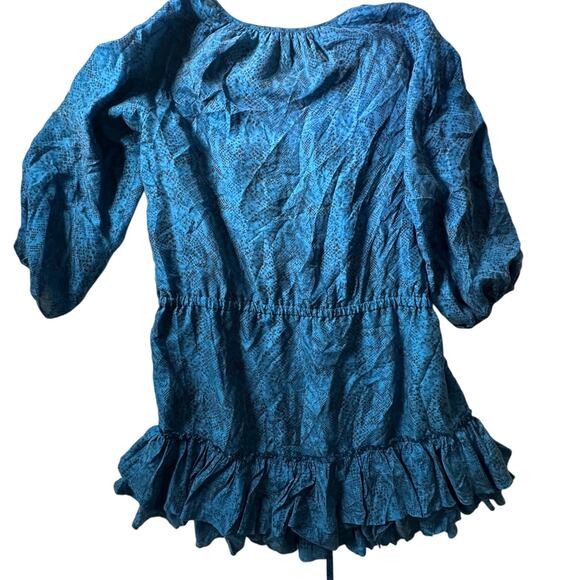 Rebecca Taylor Womens Dress blue sz 6 silk animalcore snake regency casual - Picture 2 of 9